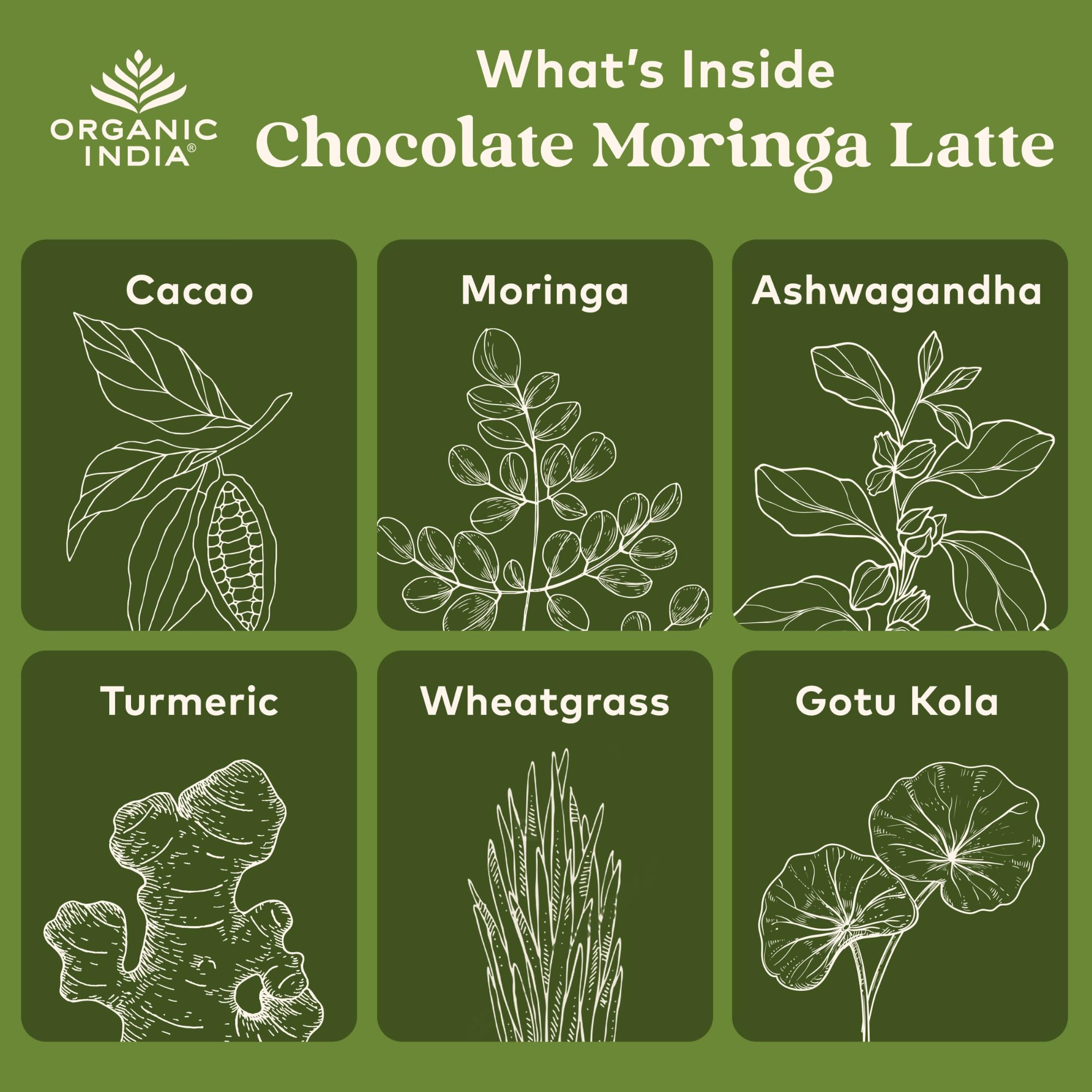 Organic India latte powder steaming-cup releases rich cocoa aroma