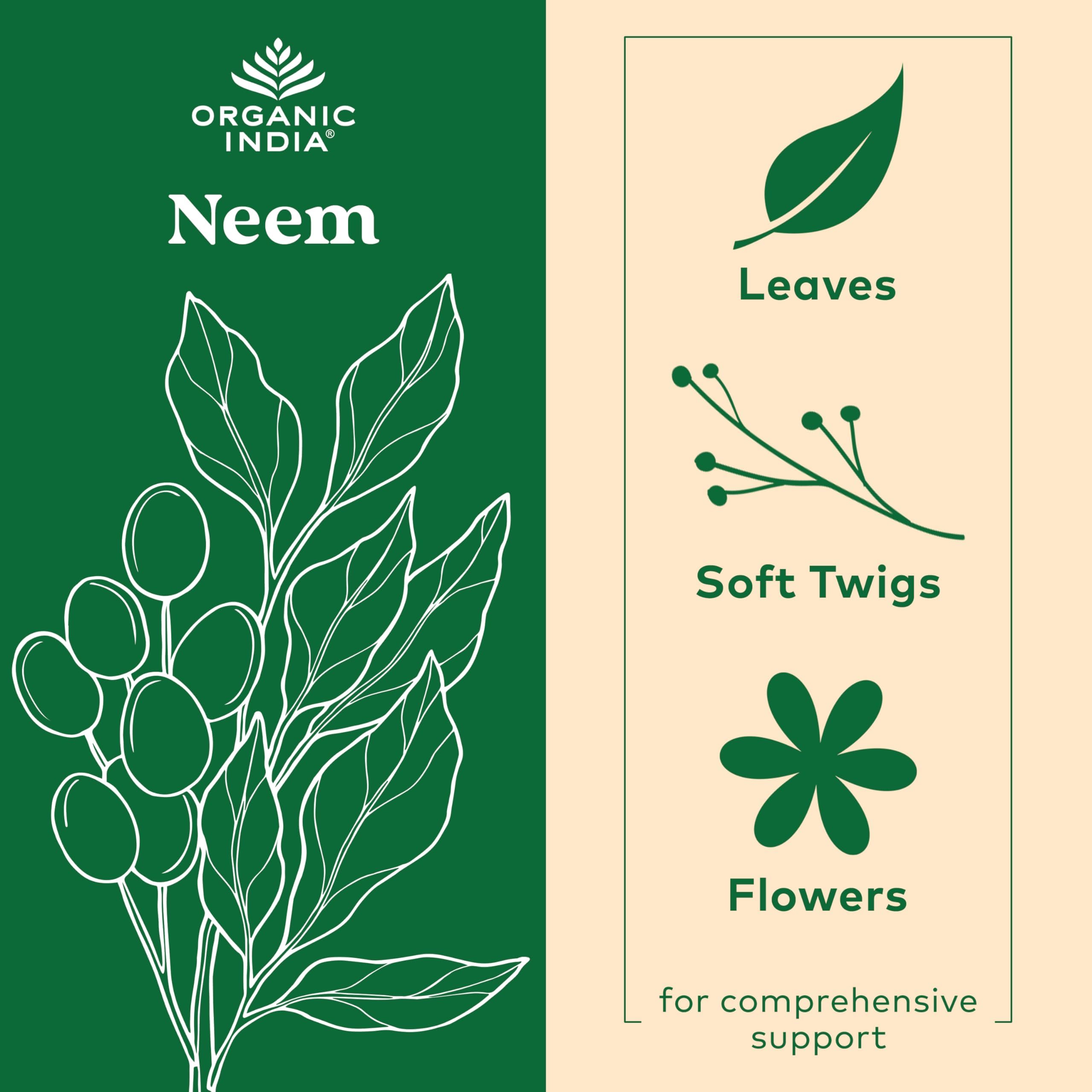 ORGANIC INDIA Neem Leaf Capsules capsules arranged for convenient daily use.