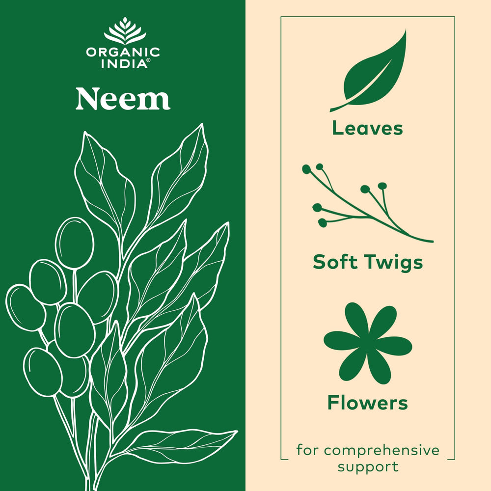 ORGANIC INDIA Neem Leaf Capsules capsules arranged for convenient daily use.