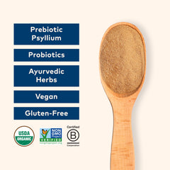 Organic India psyllium husk powder smoothie mix demonstrates fiber boost without changing flavor