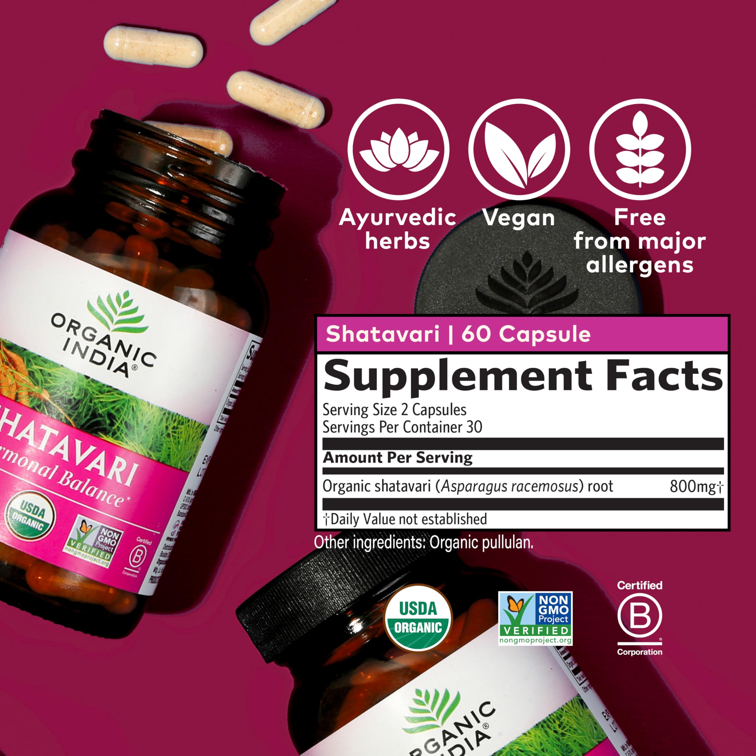 Organic India Shatavari capsules in hand for on-the-go use.