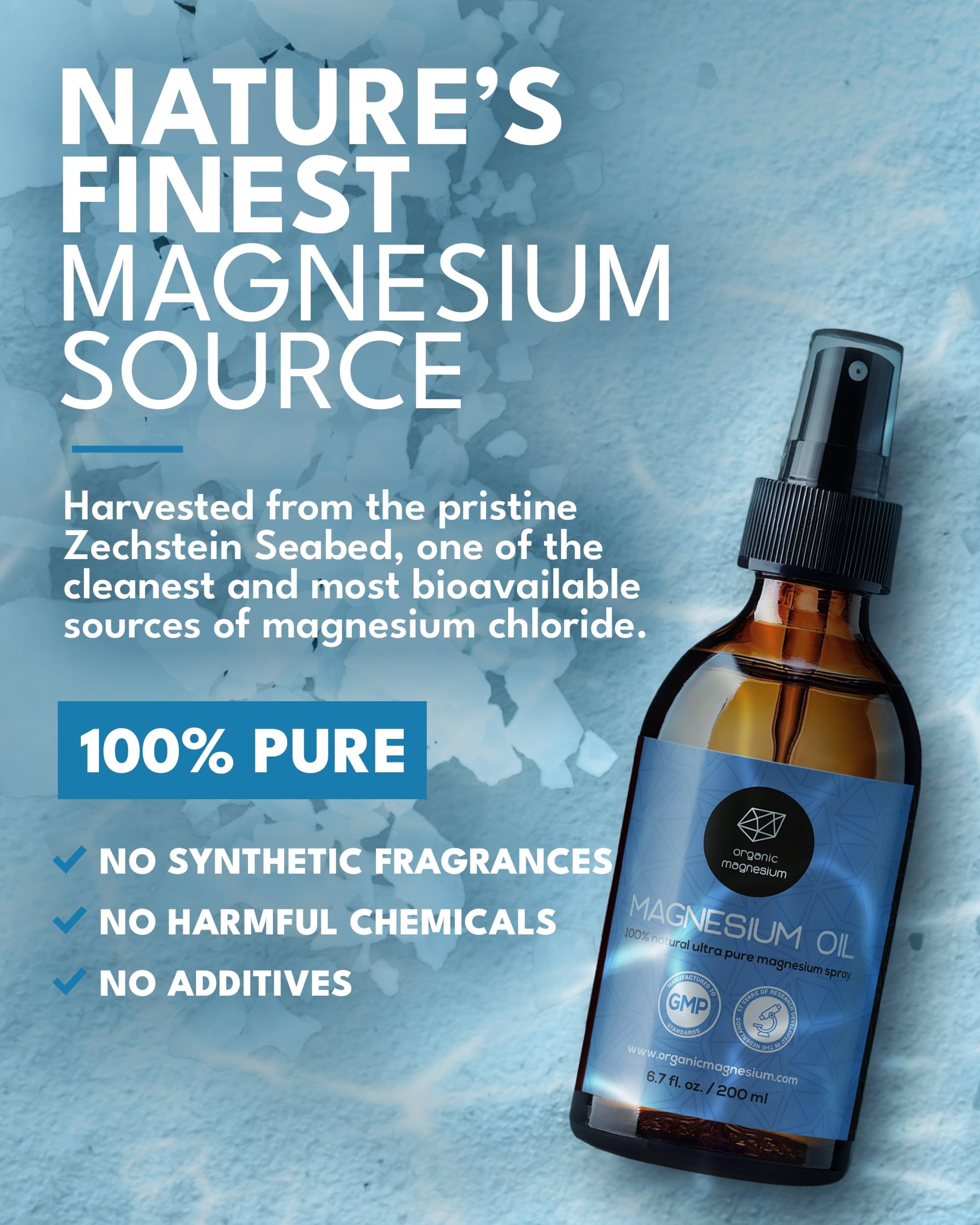 Organic Magnesium Oil Spray on calves helps ease leg cramps after activity.