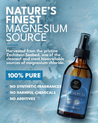 Organic Magnesium Oil Spray on calves helps ease leg cramps after activity.