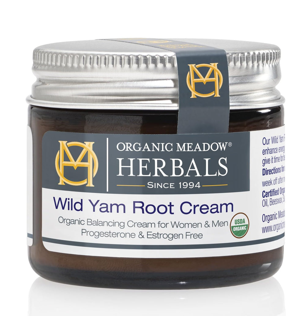 Organic Meadow Herbals Wild Yam Root Cream bottle for natural PMS support