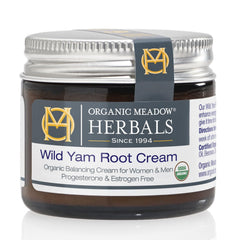 Organic Meadow Herbals Wild Yam Root Cream bottle for natural PMS support