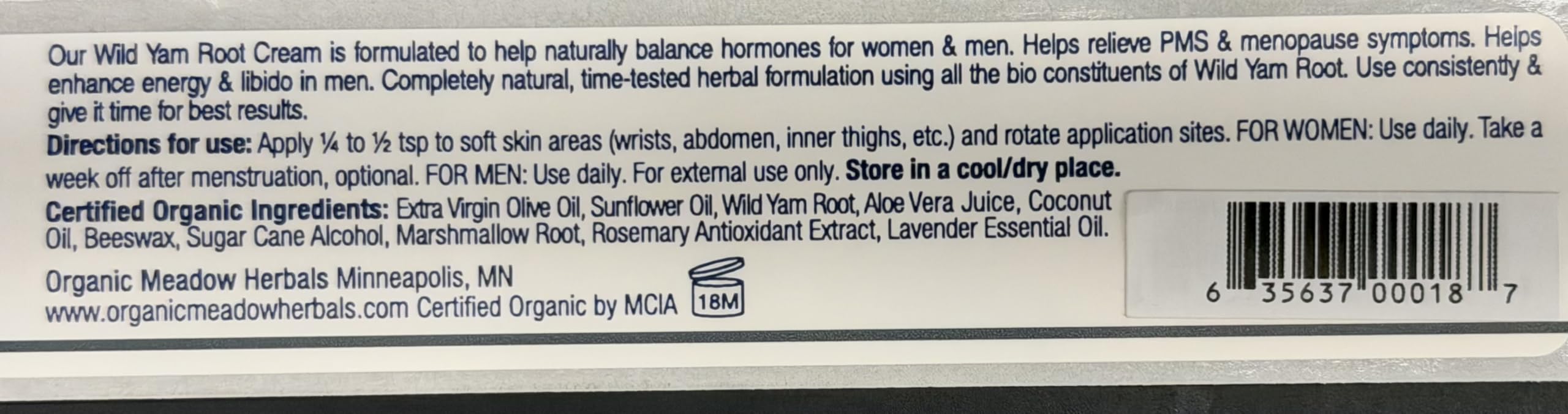 Woman-owned Organic Meadow Herbals Wild Yam Root Cream brand logo