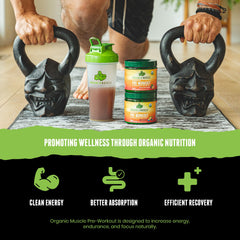 Organic Muscle ingredient panel showcases 20 organic superfoods for daily performance.