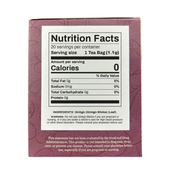 Organic Positively Tea Company ginkgo biloba tea bags closeup shows natural leaves and quality filtration.