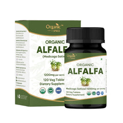 Organic Spree Alfalfa 120-count tablets for daily nutrition.