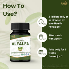 Close-up of dispensed Organic Spree Alfalfa tablets for easy daily use