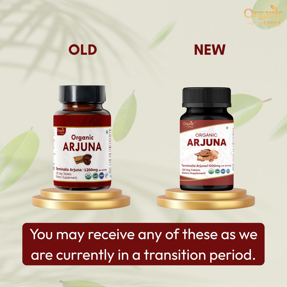 Organic Spree Arjuna tablets close-up; premium arjuna tablets for cardiovascular wellness.