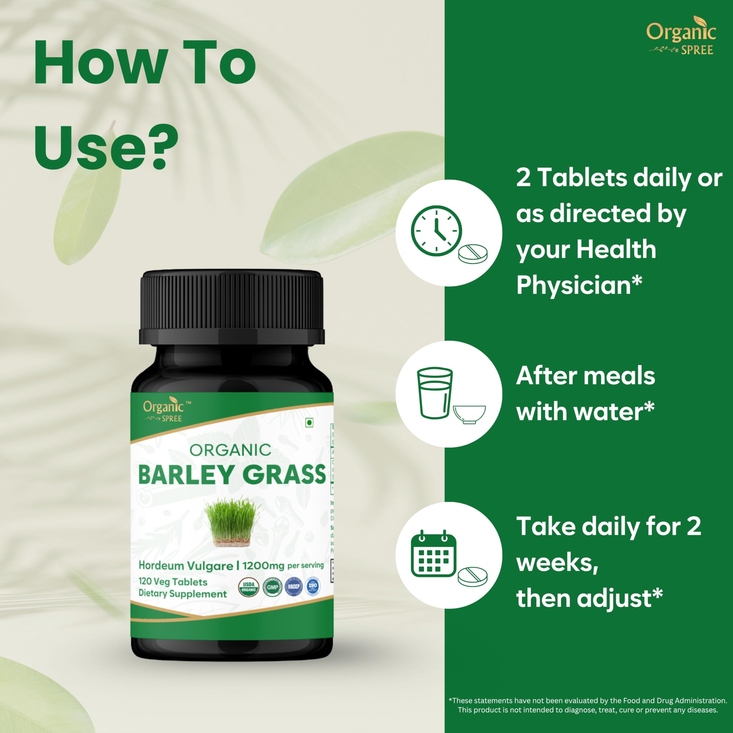 ORGANIC SPREE Barley Grass tablets in a simple daily routine setup.