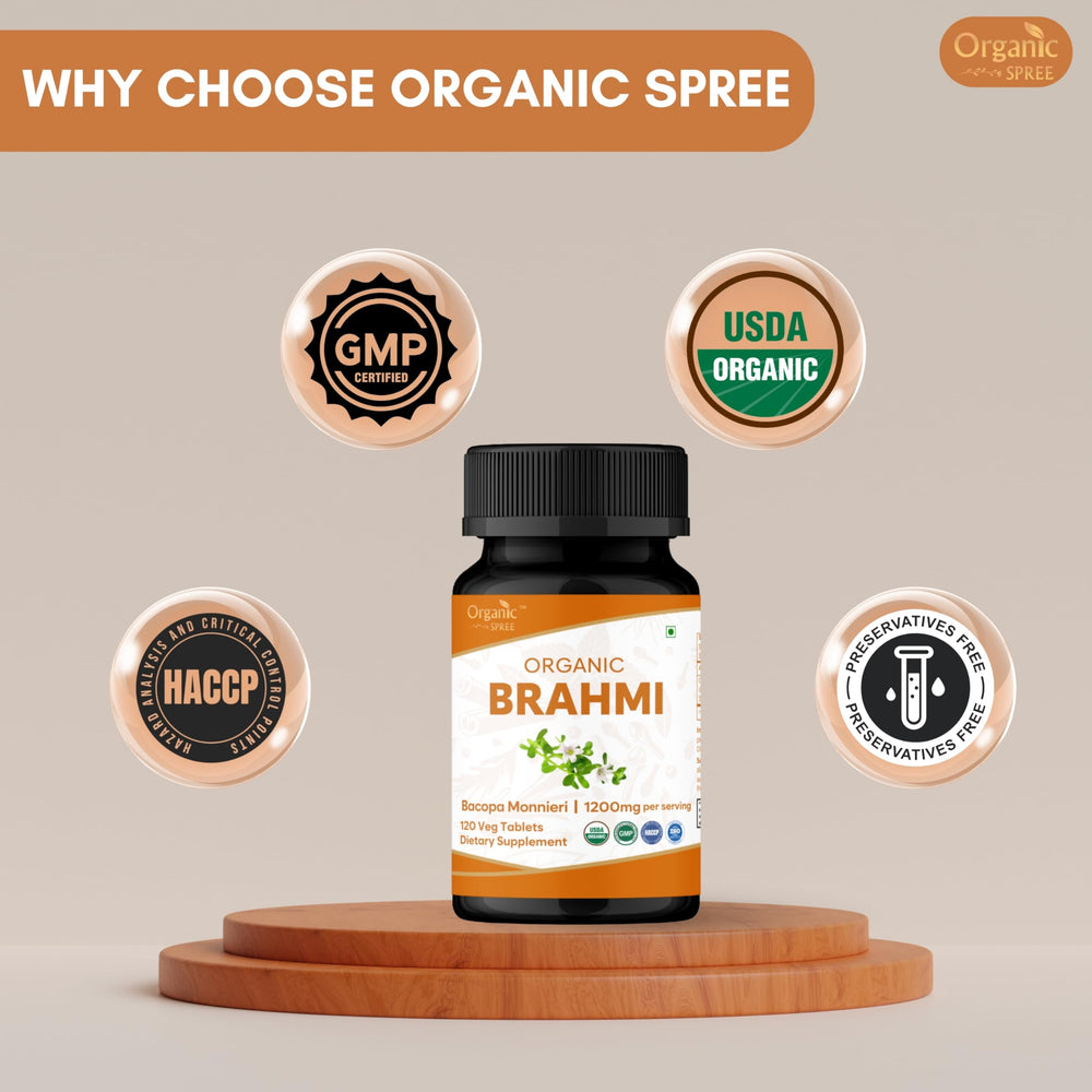 Organic Spree Brahmi GMP-certified facility badge signaling safety