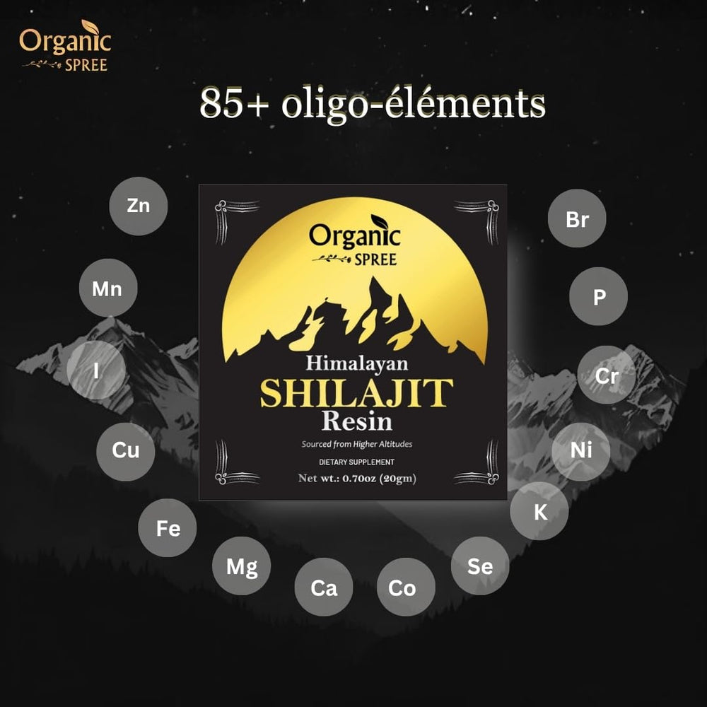 ORGANIC SPREE shilajit resin spoon close-up highlighting texture for precise dosing.