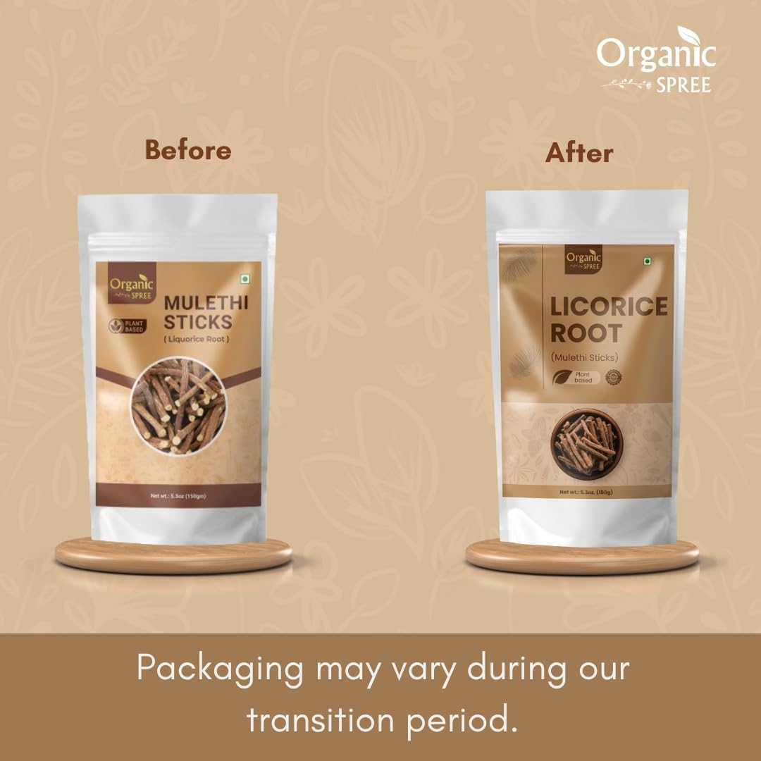 Organic Spree Licorice Root Mulethi Sticks in a warm cup ready to steep