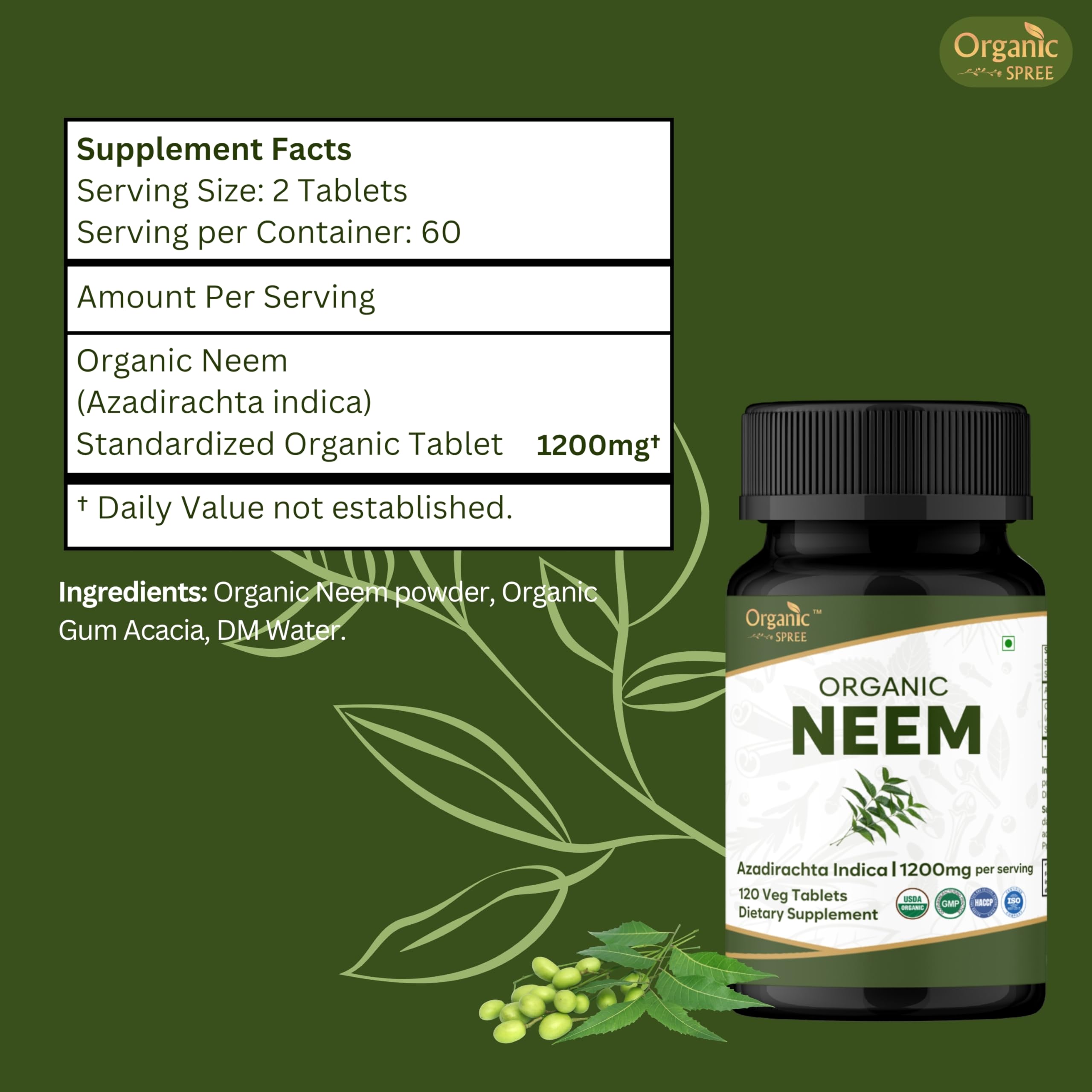 Organic Spree Neem bottle label close-up with USDA Organic certification for trust