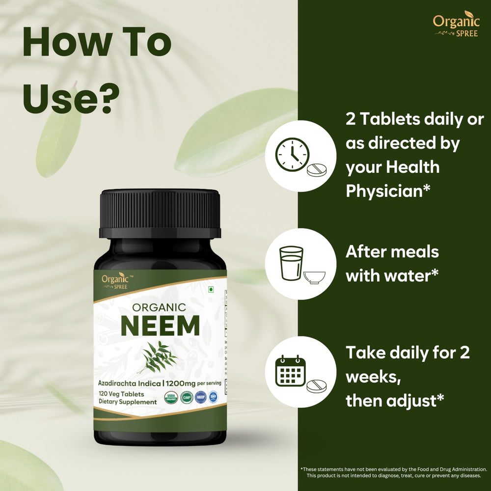 Pouring Organic Spree Neem tablets highlights easy integration into daily routines