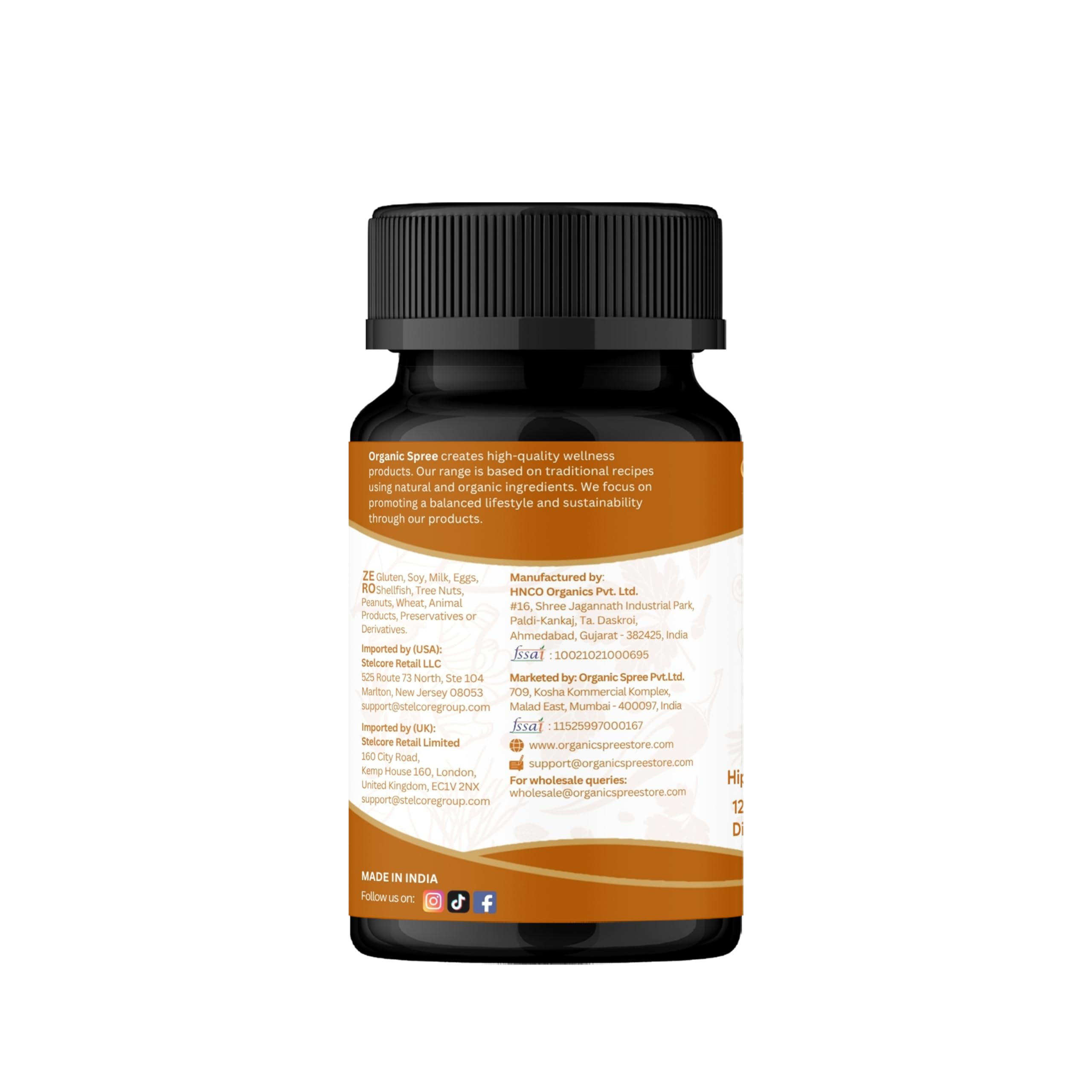 Organic Spree Sea Buckthorn glass bottle reveals clean, premium tablets.