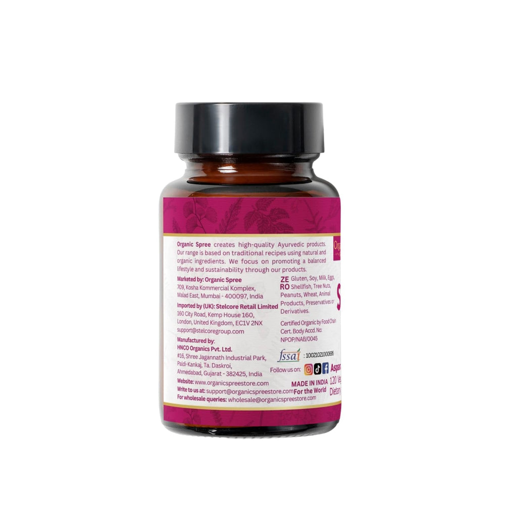 Detail view of ingredients on Organic Spree Shatavari label