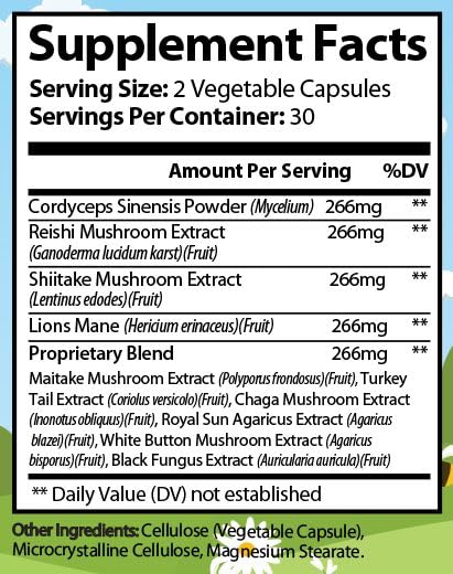 Organic Strength Mushroom 10X label front communicates USA-made quality and transparency