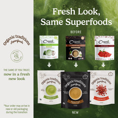 Organic Traditions Amla powder scoop for precise measuring in recipes.