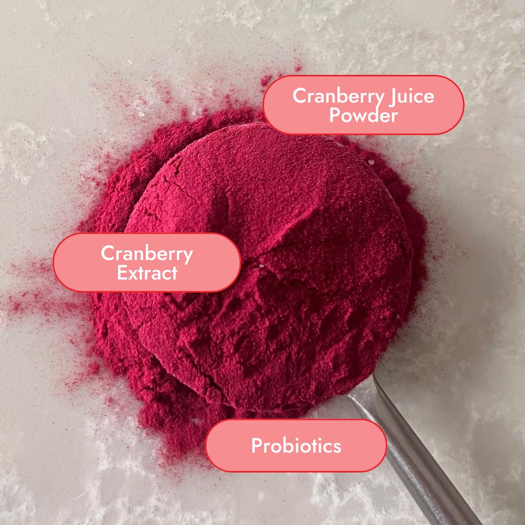 Close-up of Organic Traditions Cranberry Juice Powder texture for smoothies.