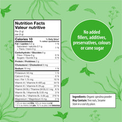 Organic Traditions spirulina powder scoop for easy, portion-controlled servings.