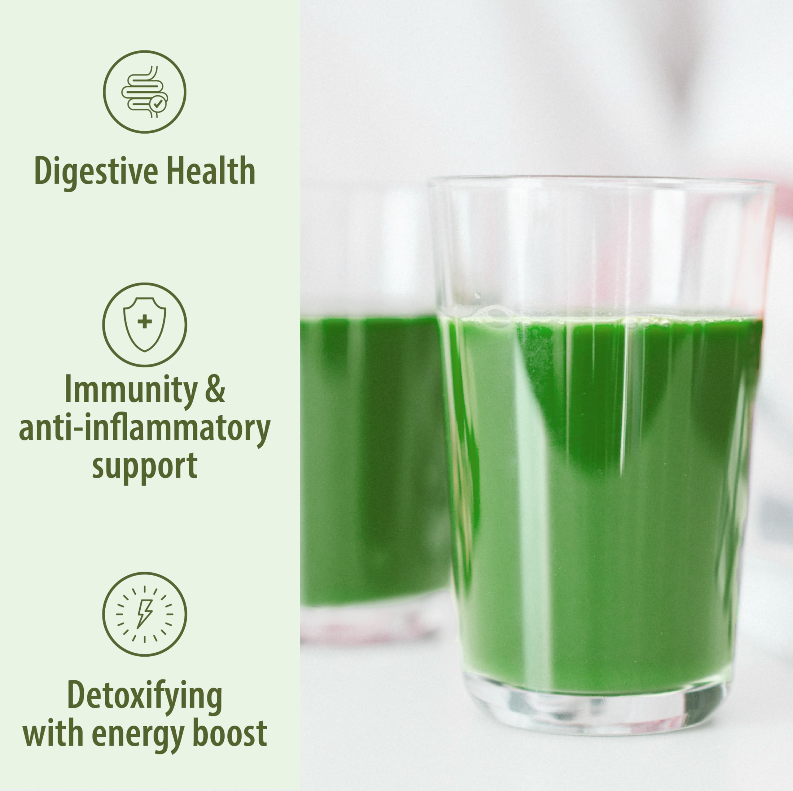 Organic Traditions wheat grass powder blended into a smoothie