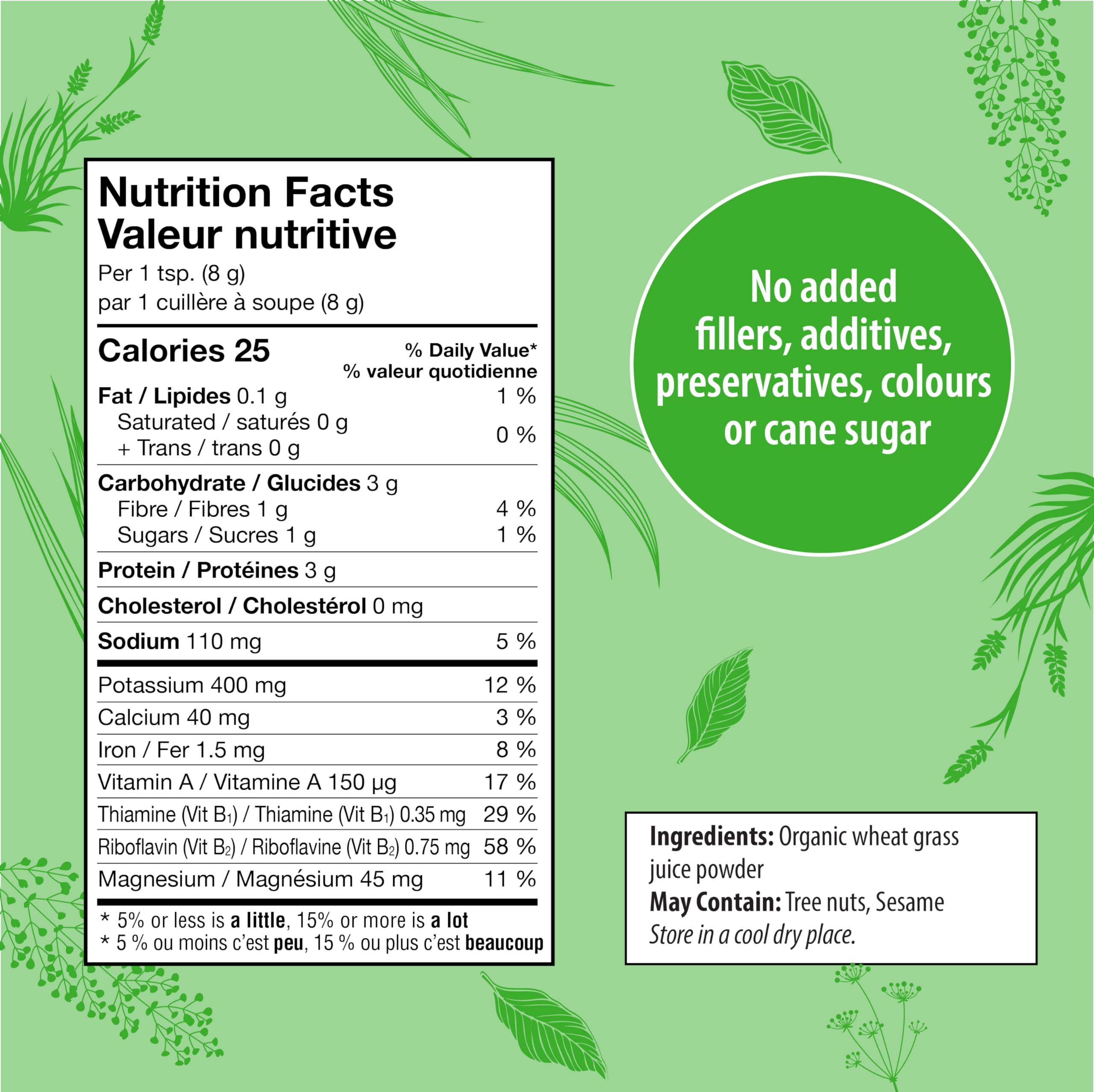 Organic Traditions wheat grass powder packaging shows pure organic quality