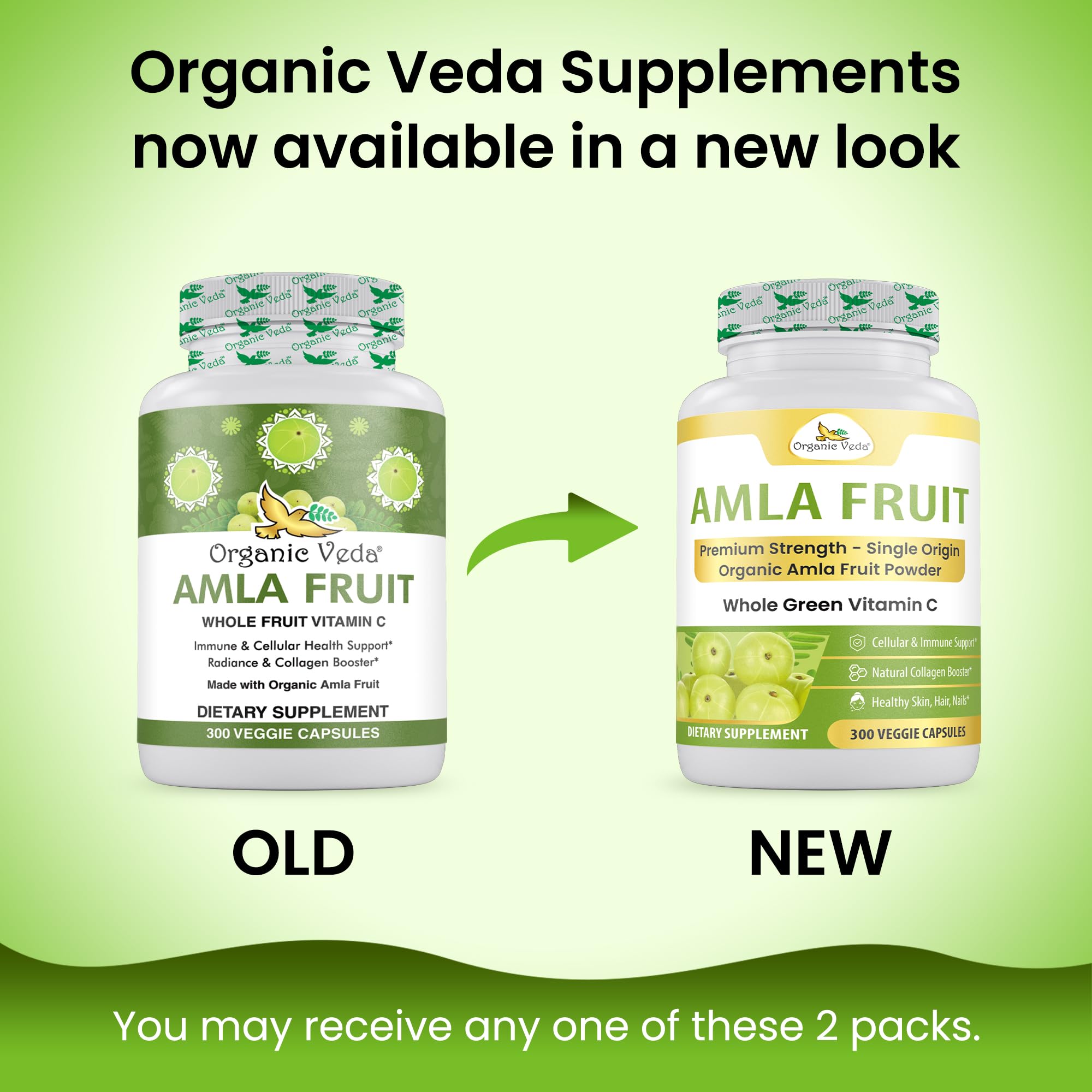 Organic Veda Amla capsules bottle top view highlighting single-origin quality.