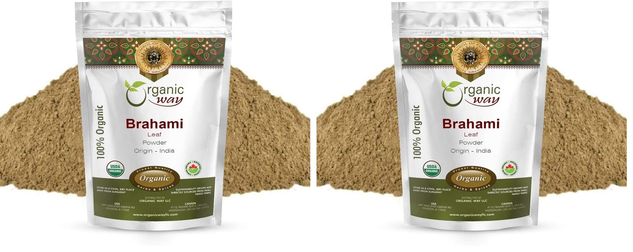 Organic Way Brahmi leaf powder bottle demonstrates premium quality for daily use