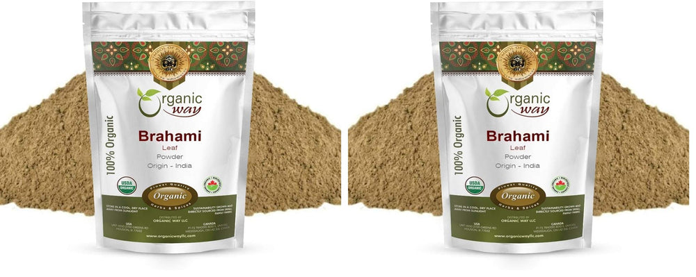 Organic Way Brahmi leaf powder bottle demonstrates premium quality for daily use
