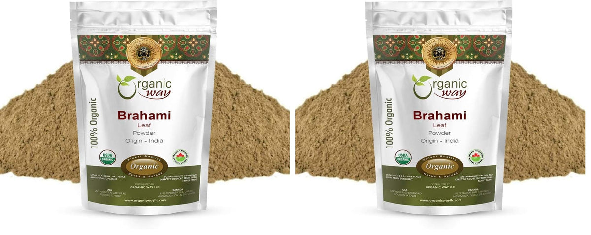 Organic Way Brahmi leaf powder bottle demonstrates premium quality for daily use