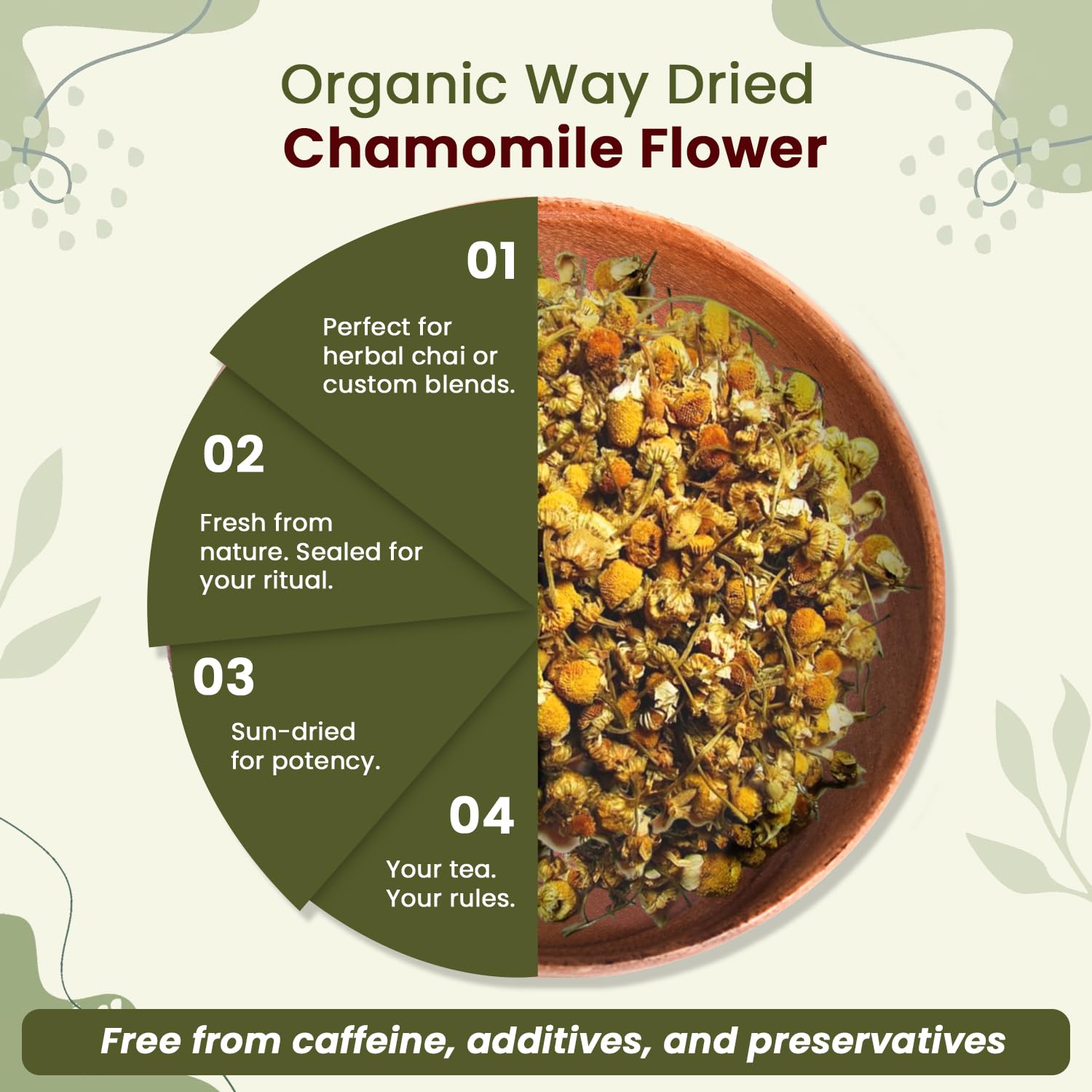 Organic Way chamomile flowers artisan crafts add delicate texture to botanicals.
