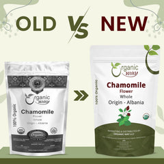 Organic Way chamomile whole flowers display highlights soft color, perfect for decorative jars.