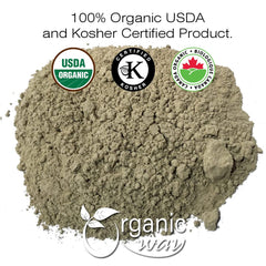 Organic Way Gokshura powder being poured into a smoothie for daily use.