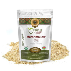 Organic Way Marshmallow Root Powder packaging highlights quality and certifications.