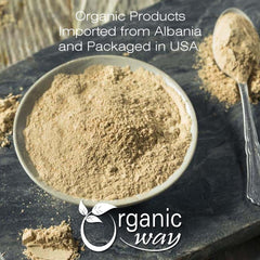 Organic Way Marshmallow Root Powder used in skincare poultice for moisture and softness.