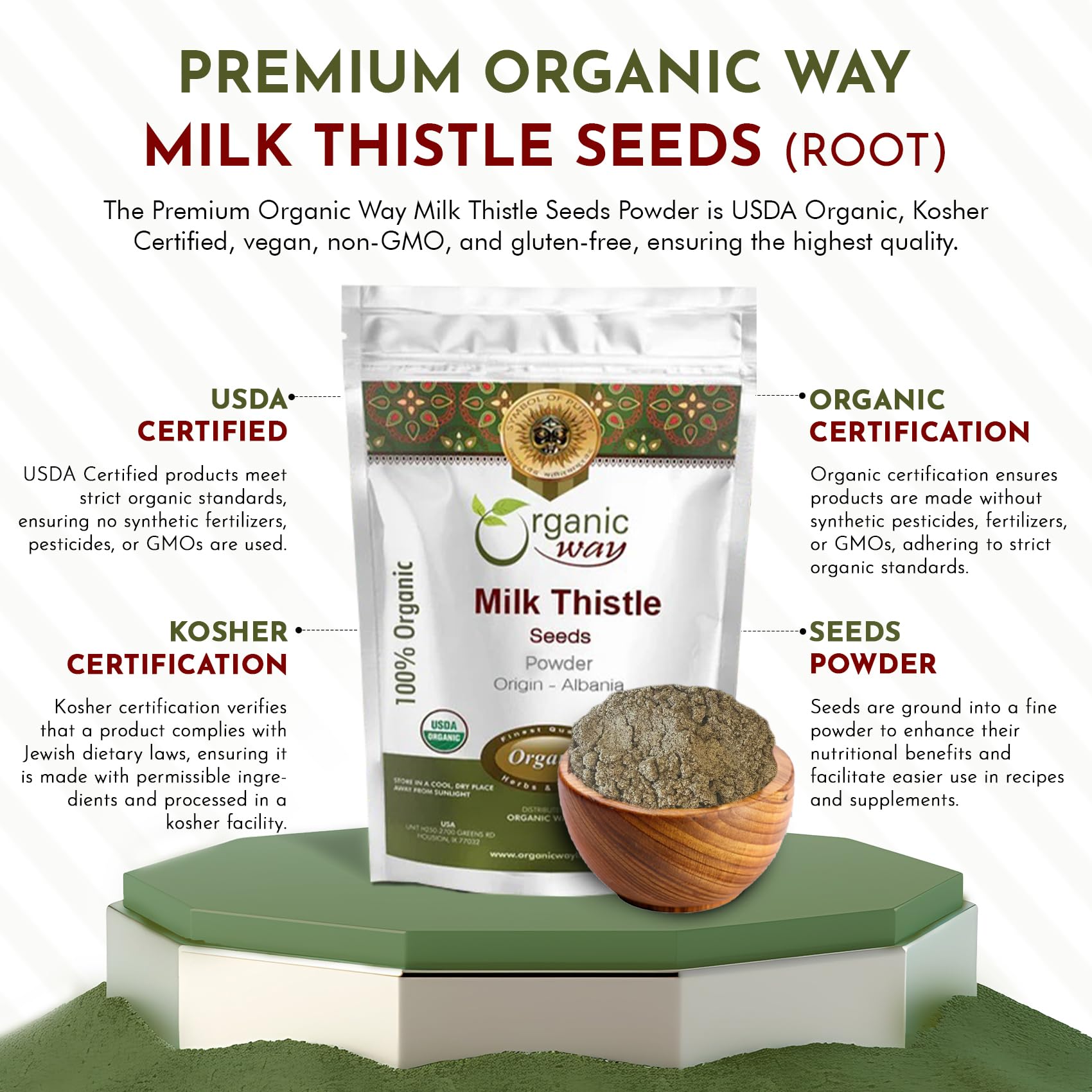Organic Way Milk Thistle Powder sprinkled on salads or baked goods for natural enrichment.