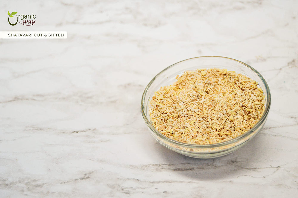 Organic Way Shatavari cut & sifted loose pieces ideal for herbal tea blends.