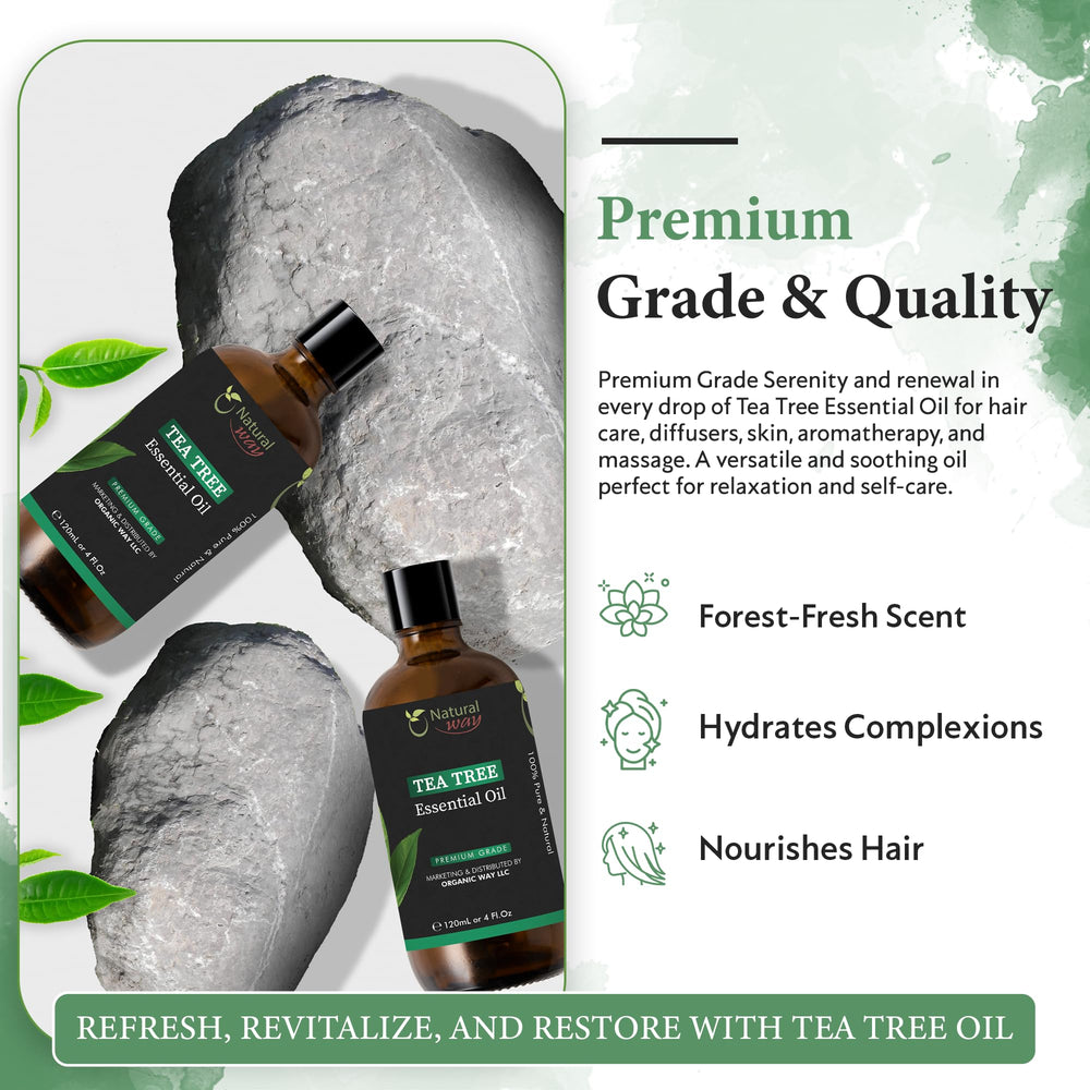 Organic Way Tea Tree Oil skin-care routine for clean, refreshed skin.
