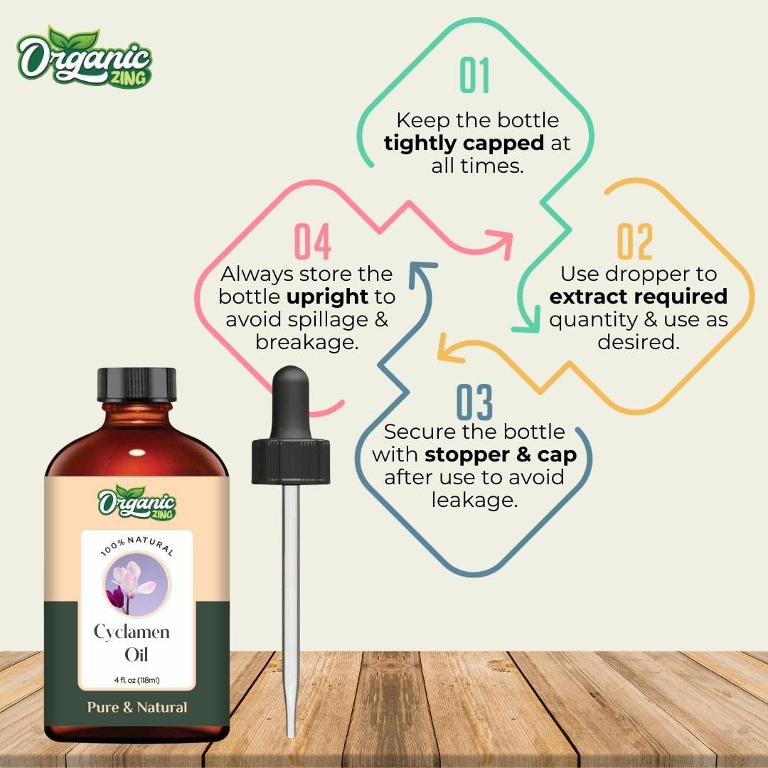 Organic Zing Cyclamen Oil pale-pink color indicates purity