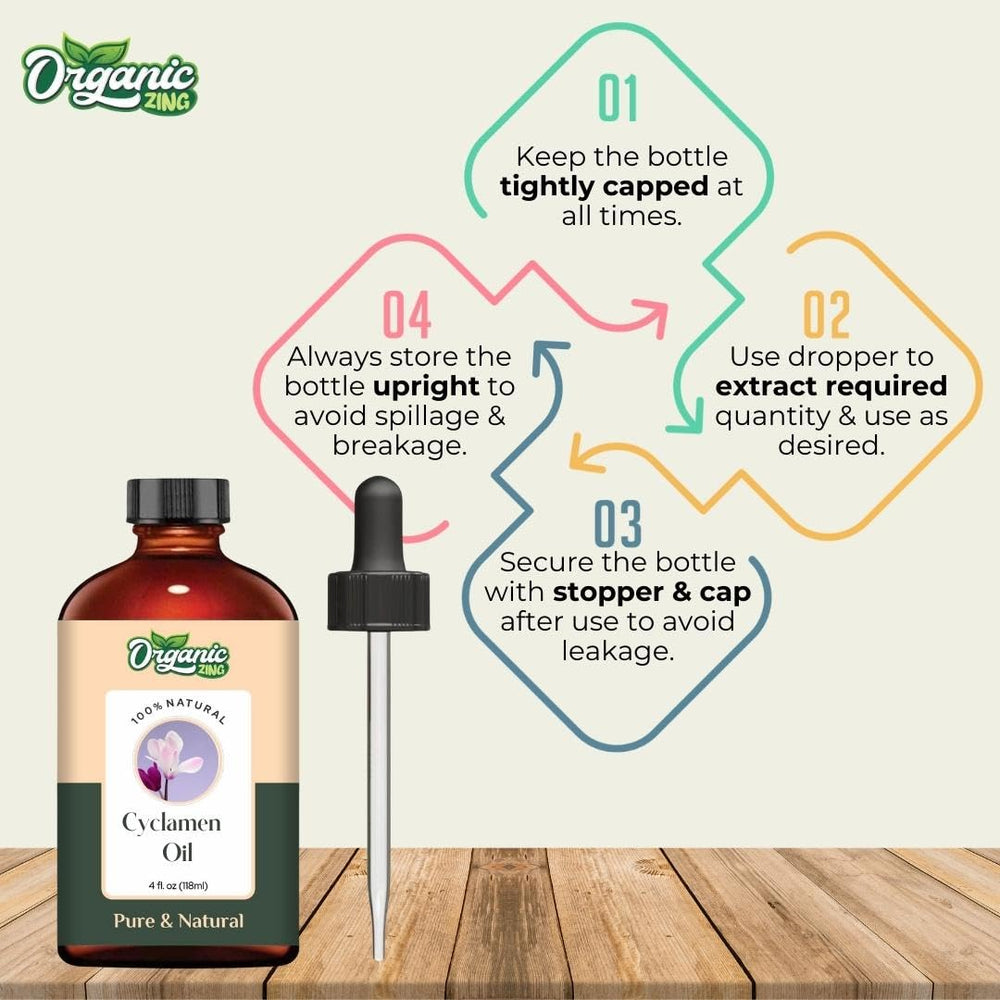 Organic Zing Cyclamen Oil pale-pink color indicates purity
