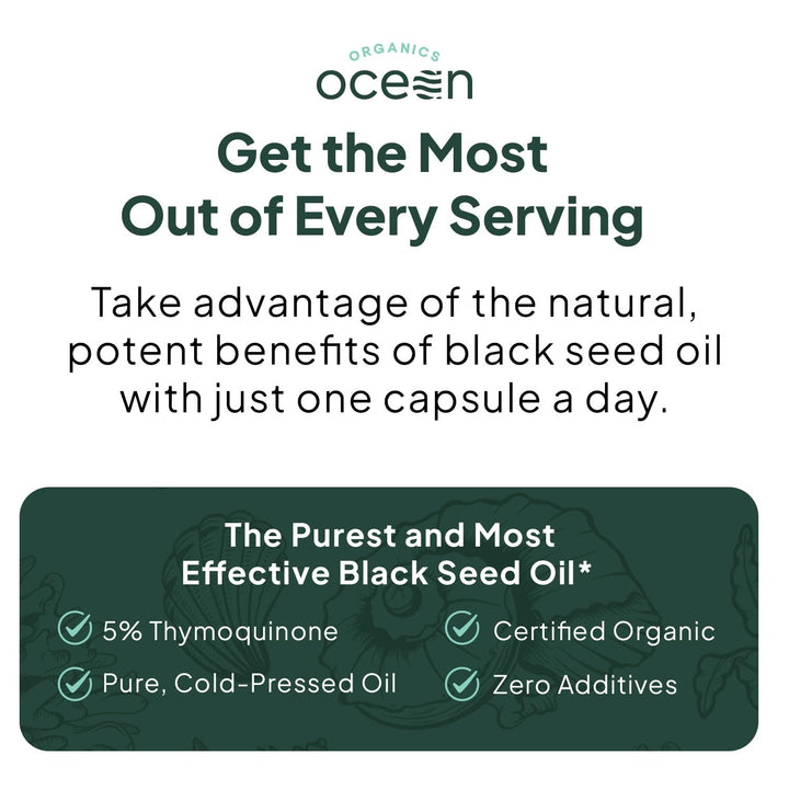 Organics Ocean Better Black Seed Oil daily-use capsules support routine convenience.