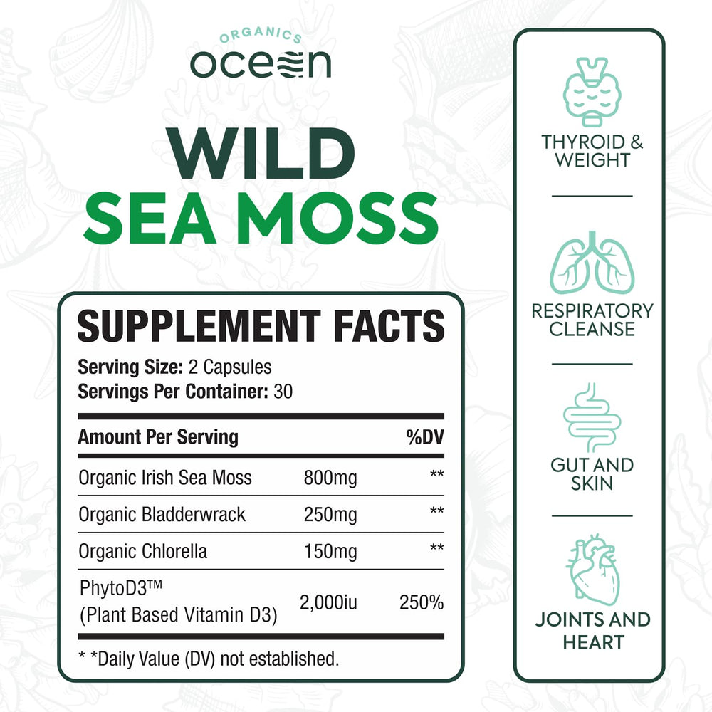 Organics Ocean chlorella blend capsules highlighting antioxidant support