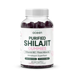 Organics Ocean Shilajit gummies in a bottle show premium energy support.