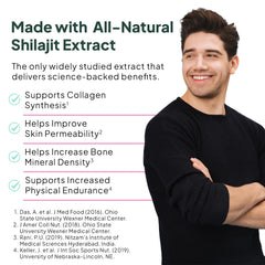 Packaging highlights high-elevation organic shilajit for hormone balance.