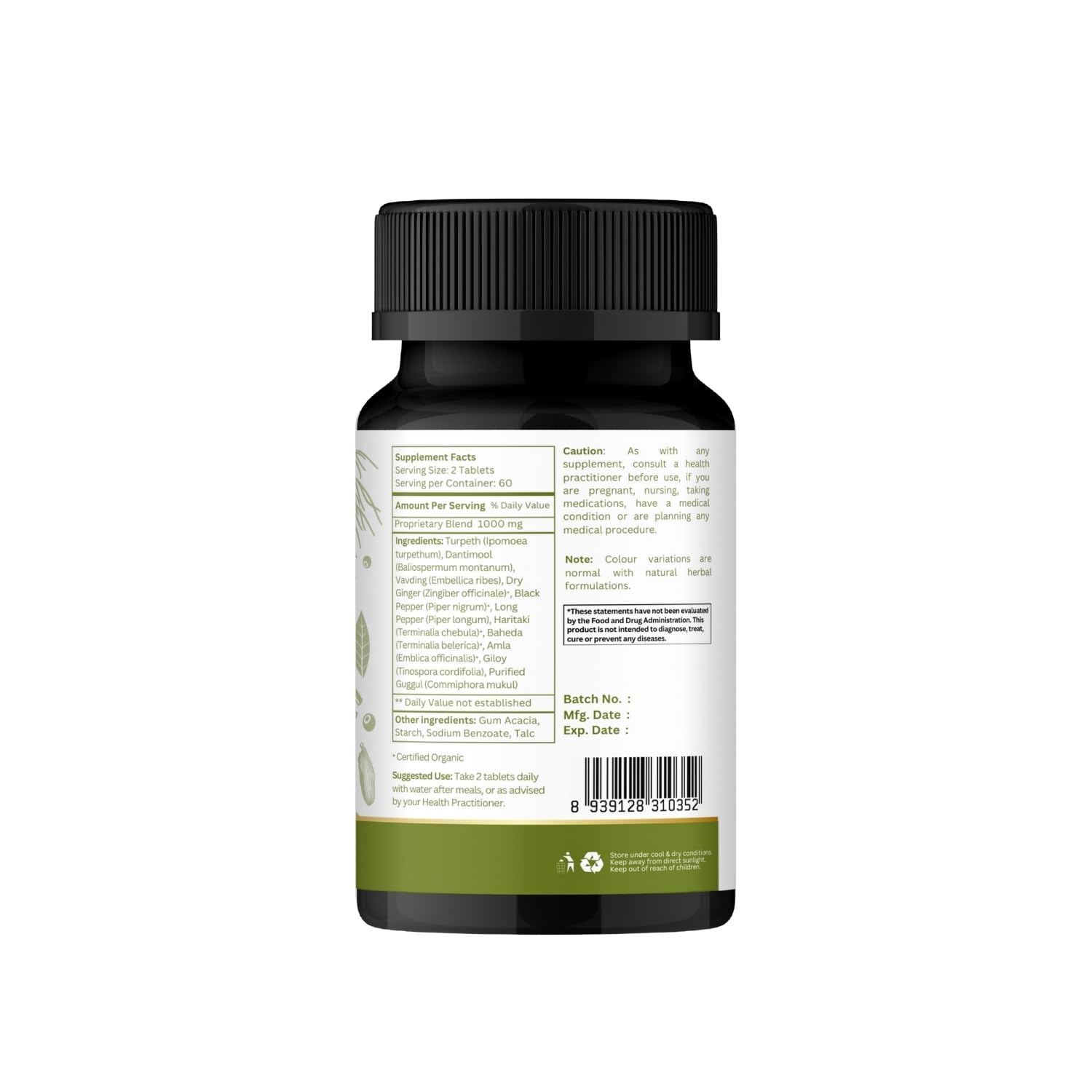 Ingredients list on Organic Spree Kaishor Guggulu includes Guduchi and Triphala.