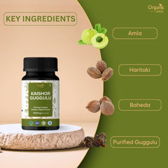 Organic Spree Kaishor Guggulu tablets front view signals easy daily dosage.
