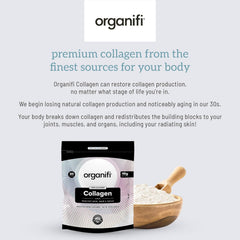 Organifi Collagen Powder bottle closeup shows premium ingredients